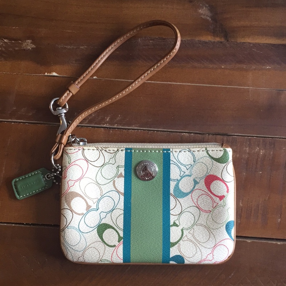 Colorful leather Coach wristlet